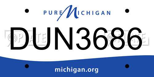 DUN3686 Michigan License Plate