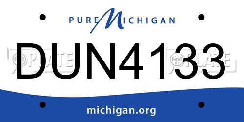 DUN4133 Michigan License Plate