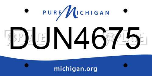DUN4675 Michigan License Plate