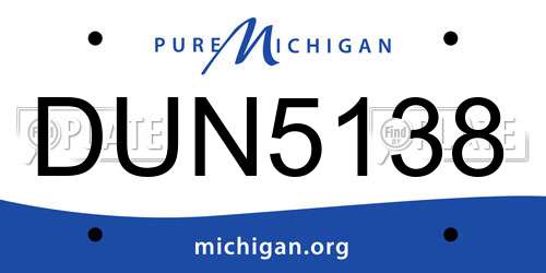 DUN5138 Michigan License Plate