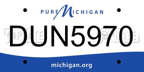DUN5970 Michigan License Plate