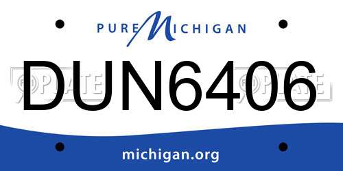 DUN6406 Michigan License Plate