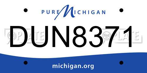 DUN8371 Michigan License Plate