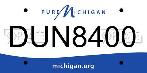 DUN8400 Michigan License Plate