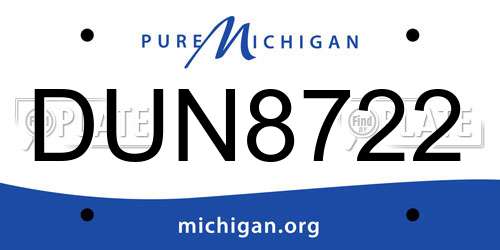 DUN8722 Michigan License Plate