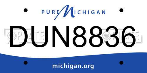 DUN8836 Michigan License Plate