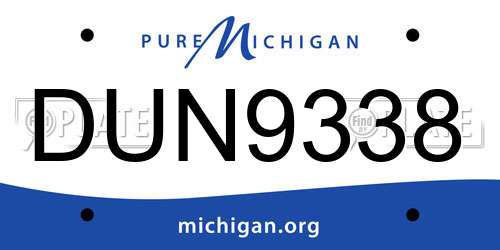 DUN9338 Michigan License Plate