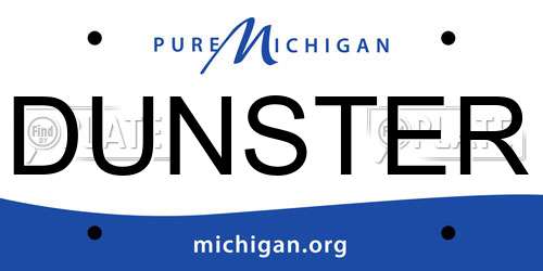 DUNSTER Michigan License Plate