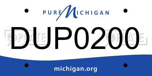 DUP0200 Michigan License Plate