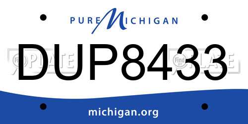 DUP8433 Michigan License Plate