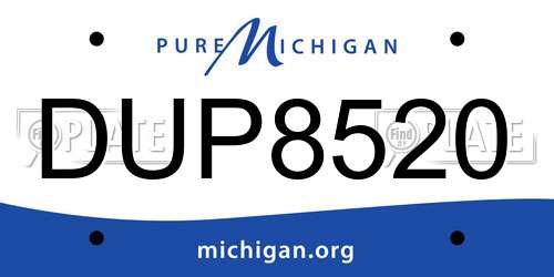 DUP8520 Michigan License Plate