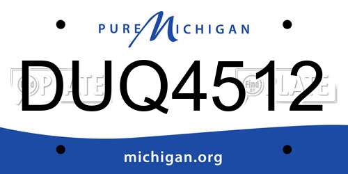 DUQ4512 Michigan License Plate