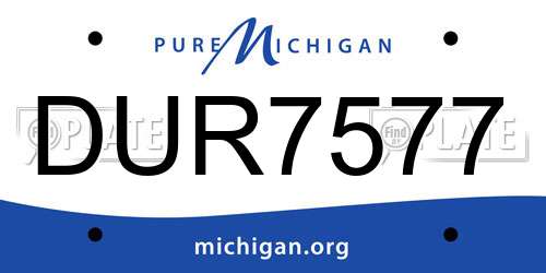 DUR7577 Michigan License Plate