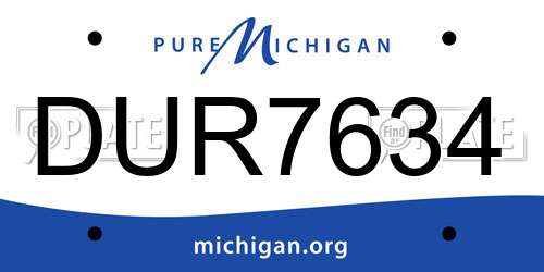 DUR7634 Michigan License Plate