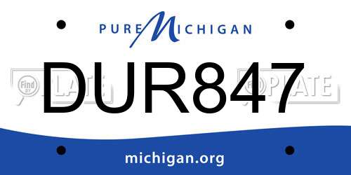 DUR847 Michigan License Plate