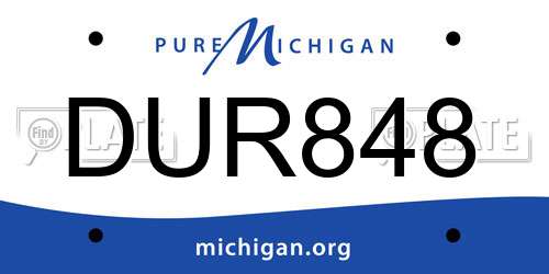 DUR848 Michigan License Plate