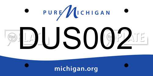 DUS002 Michigan License Plate