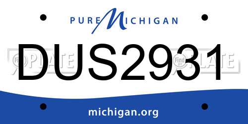 DUS2931 Michigan License Plate