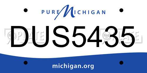 DUS5435 Michigan License Plate