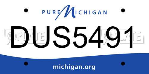 DUS5491 Michigan License Plate