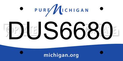 DUS6680 Michigan License Plate