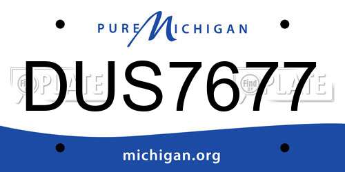 DUS7677 Michigan License Plate