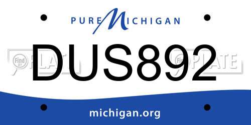 DUS892 Michigan License Plate