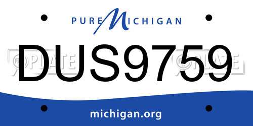 DUS9759 Michigan License Plate