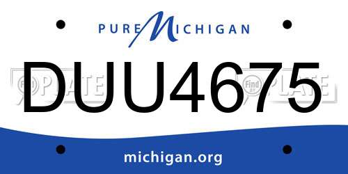 DUU4675 Michigan License Plate
