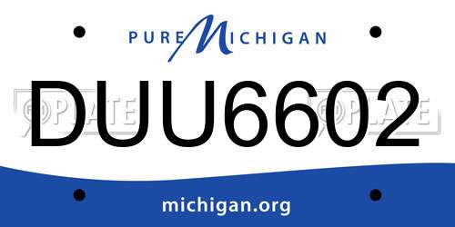 DUU6602 Michigan License Plate