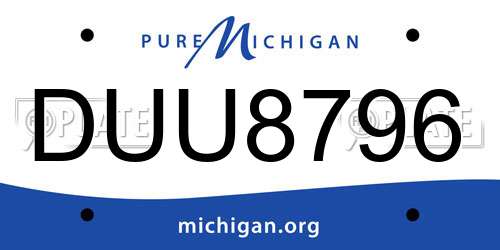 DUU8796 Michigan License Plate