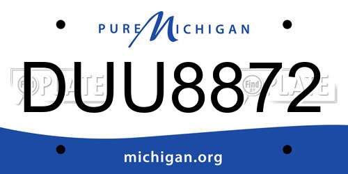 DUU8872 Michigan License Plate