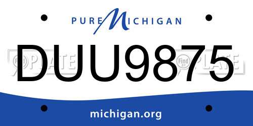 DUU9875 Michigan License Plate