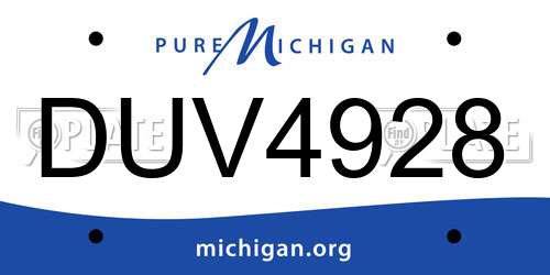 DUV4928 Michigan License Plate