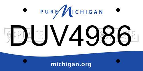 DUV4986 Michigan License Plate