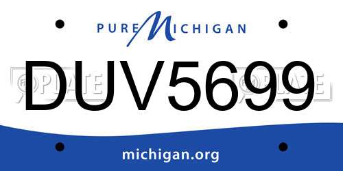 DUV5699 Michigan License Plate