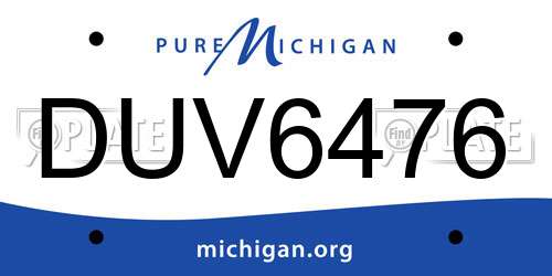 DUV6476 Michigan License Plate