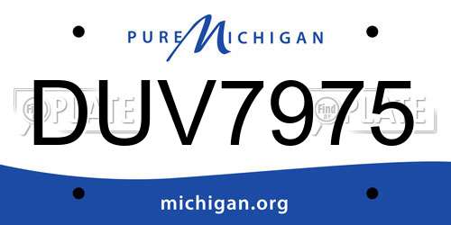 DUV7975 Michigan License Plate