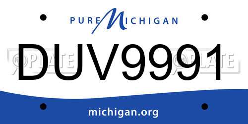 DUV9991 Michigan License Plate