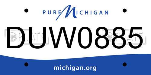 DUW0885 Michigan License Plate