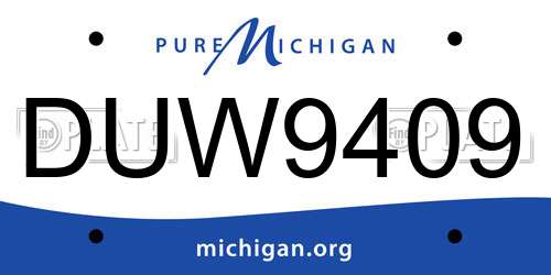 DUW9409 Michigan License Plate