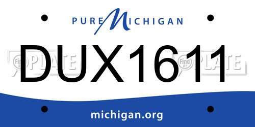 DUX1611 Michigan License Plate