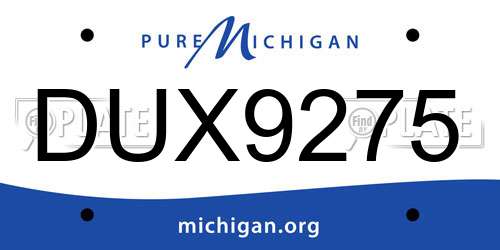 DUX9275 Michigan License Plate