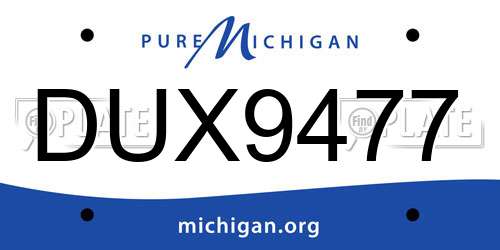 DUX9477 Michigan License Plate
