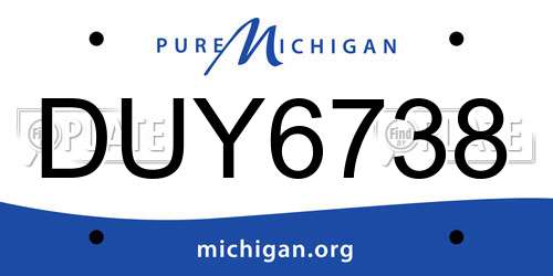 DUY6738 Michigan License Plate