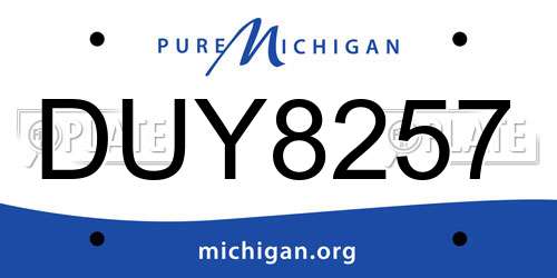 DUY8257 Michigan License Plate