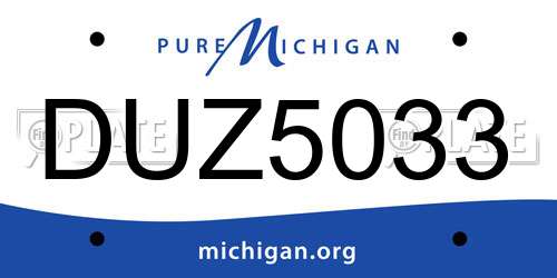 DUZ5033 Michigan License Plate