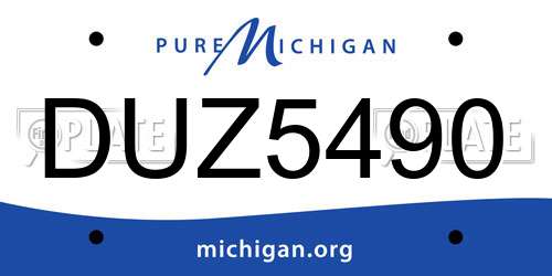 DUZ5490 Michigan License Plate