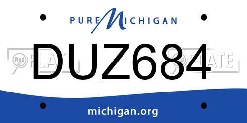 DUZ684 Michigan License Plate