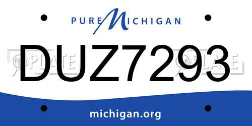 DUZ7293 Michigan License Plate